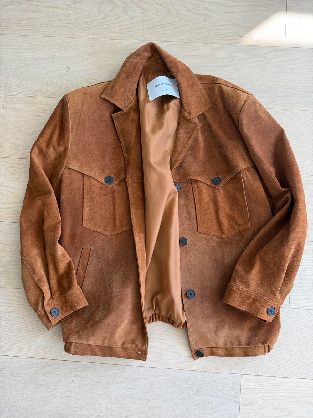 The Frankie Shop Marlo Suede Jacket — Hazelnut